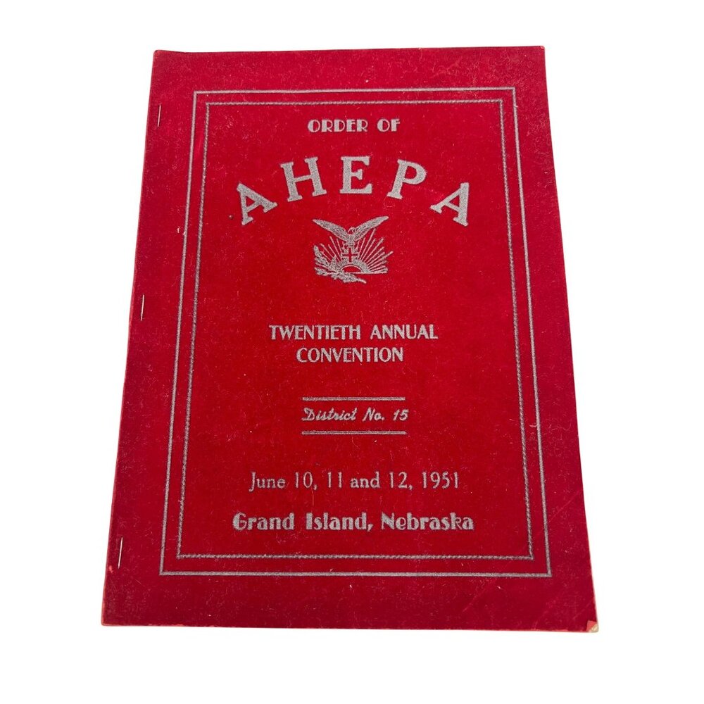 1951 Order of AHEPA 20th Annual Convention Booklet Grand Island NE Felt Cover